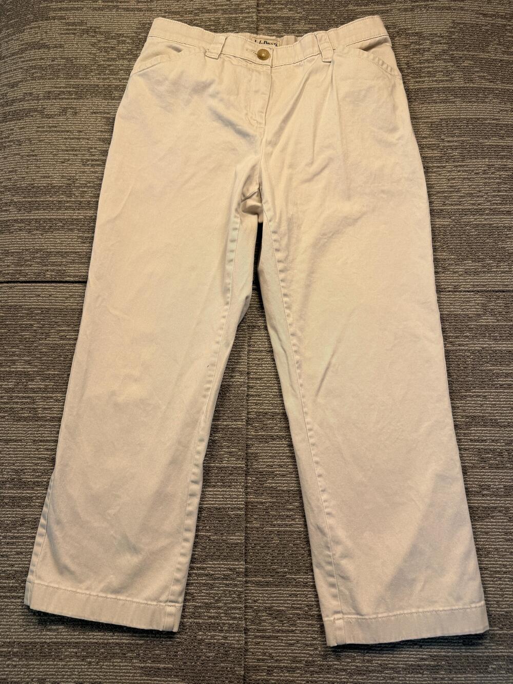 L.L. Bean Chino Pants Womens 12P Beige Classic Fit Straight Stretch Twill Casual
